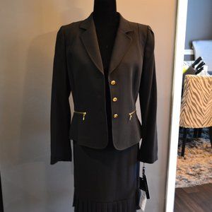 Tahari suit black and lined jacket and skirt